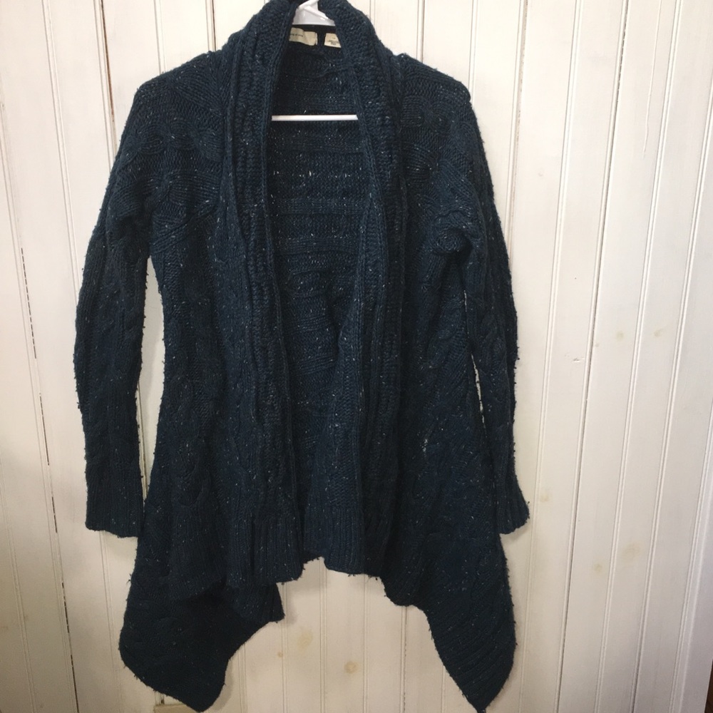 Anthropologie Cozy Knit Waterfall Sweater Blue